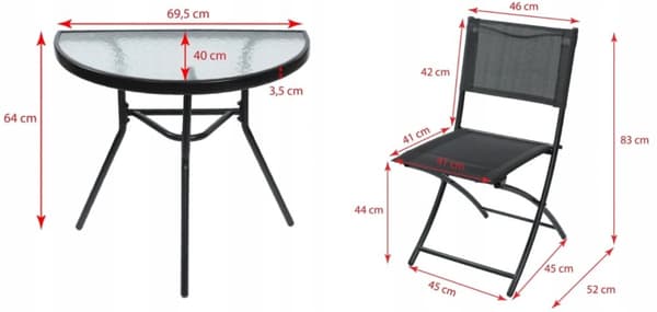 Terrass balkong möbler - bord, 2 stolar