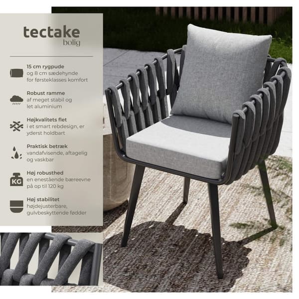 Stol Lugano i reb-design med aluminiumsstel - anthrazit