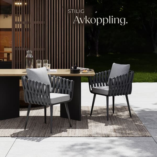 Trädgårdsstol Lugano i repdesign med aluminiumram - antracit