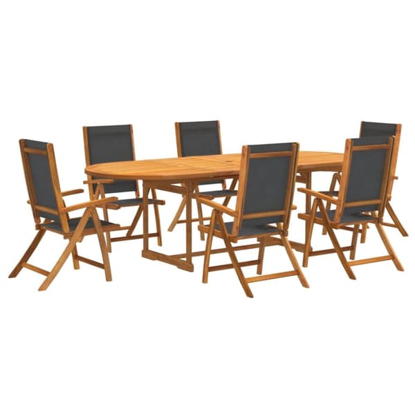 vidaXL Hagespisegruppe 7 deler heltre akasie og textilene