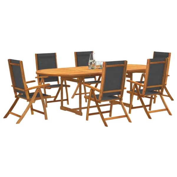 vidaXL Hagespisegruppe 7 deler heltre akasie og textilene