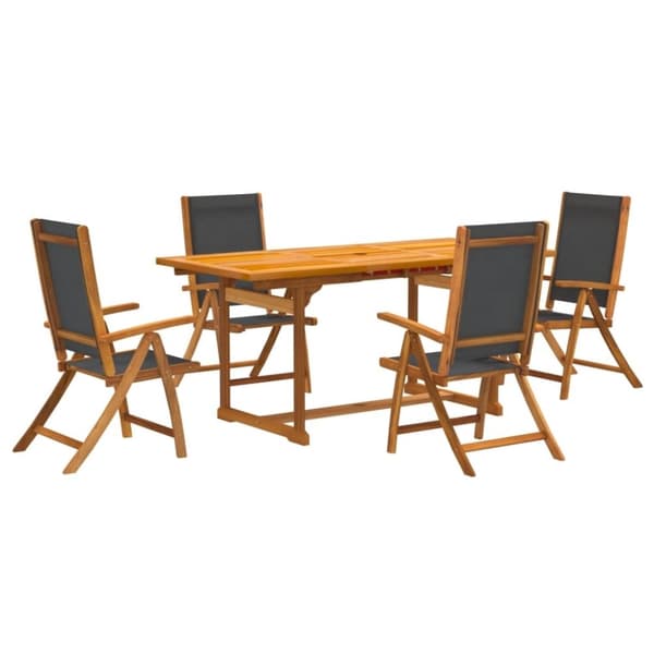 vidaXL Hagespisegruppe 5 deler heltre akasie og textilene