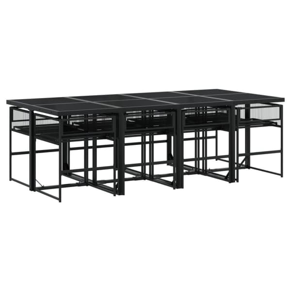 vidaXL Hagespisegruppe 9 deler svart polyrotting