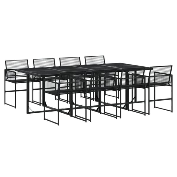 vidaXL Hagespisegruppe 9 deler svart polyrotting