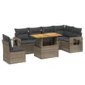 Miniatyrbillede 2 af 3: vidaXL sofaesæt til haven 7 dele med hynder polyrattan grå