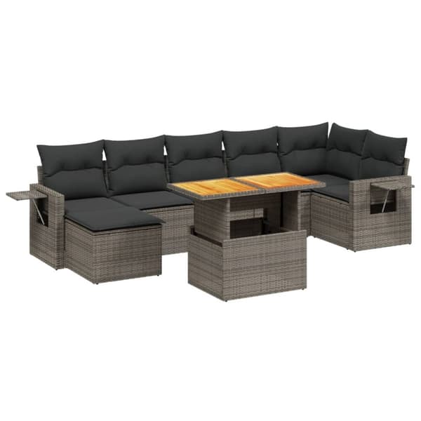 vidaXL sofasæt til haven 8 dele med hynder polyrattan grå
