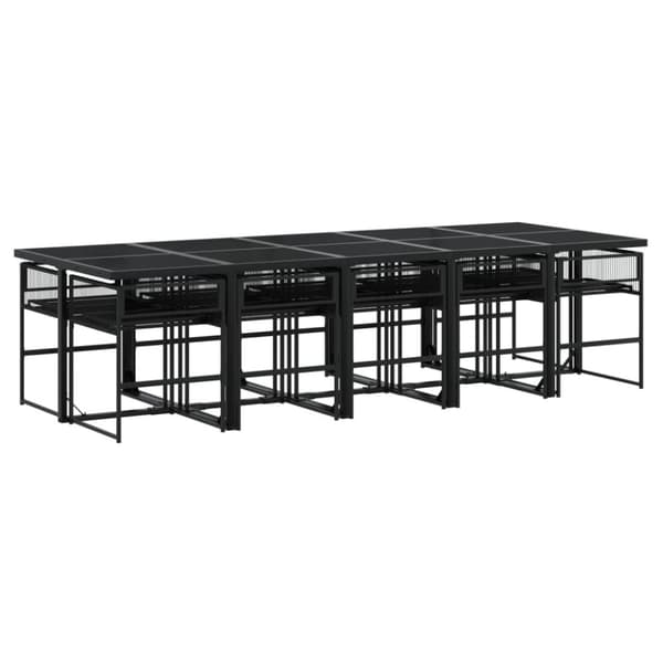 vidaXL Hagespisegruppe 11 deler svart polyrotting