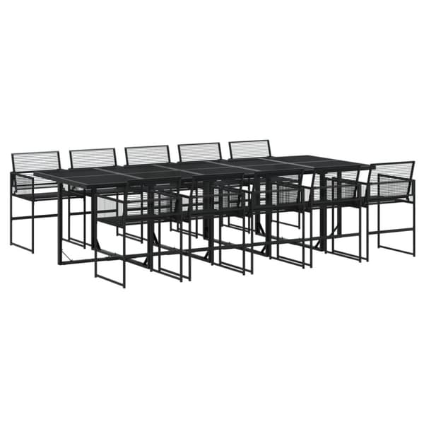 vidaXL Hagespisegruppe 11 deler svart polyrotting