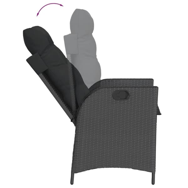 vidaXL spisebordssæt til haven 7 dele med hynder polyrattan sort