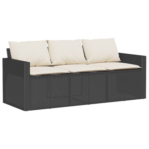 vidaXL sofasæt til haven 6 dele med hynder polyrattan sort