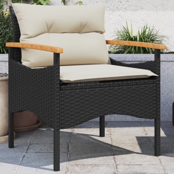 vidaXL sofasæt til haven 3 dele med hynder polyrattan sort