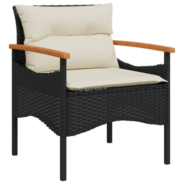 vidaXL sofasæt til haven 3 dele med hynder polyrattan sort