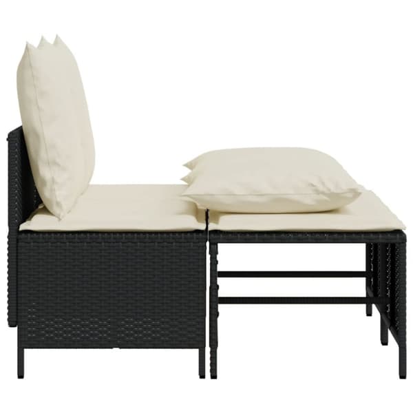 vidaXL sofasæt til haven 4 dele med hynder polyrattan sort