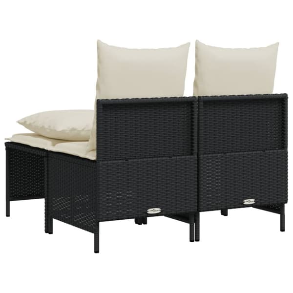 vidaXL sofasæt til haven 4 dele med hynder polyrattan sort