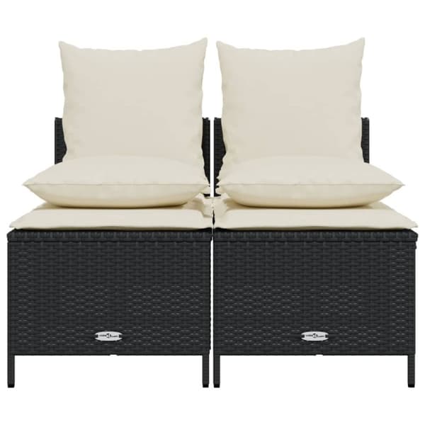 vidaXL sofasæt til haven 4 dele med hynder polyrattan sort