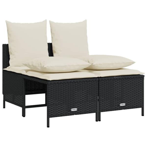 vidaXL sofasæt til haven 4 dele med hynder polyrattan sort