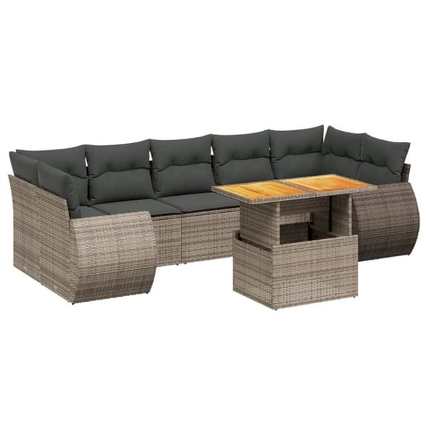 vidaXL sofasæt til haven 8 dele med hynder polyrattan grå