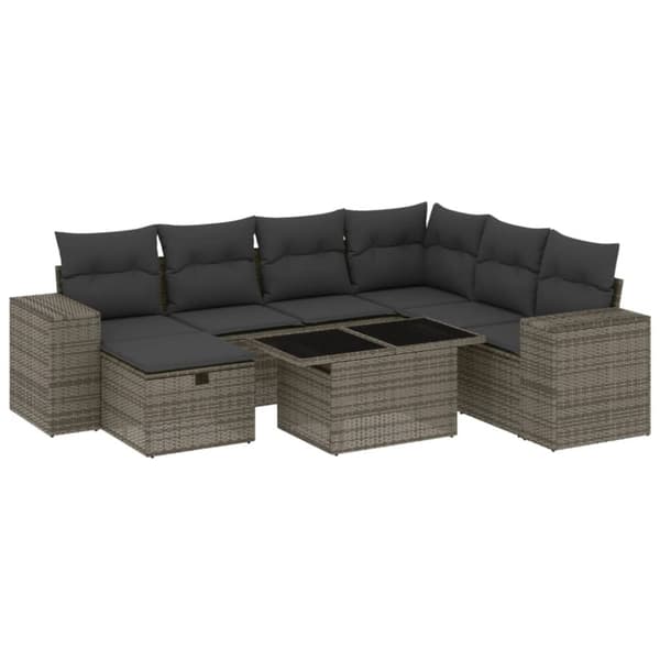 vidaXL sofasæt til haven 8 dele med hynder polyrattan grå