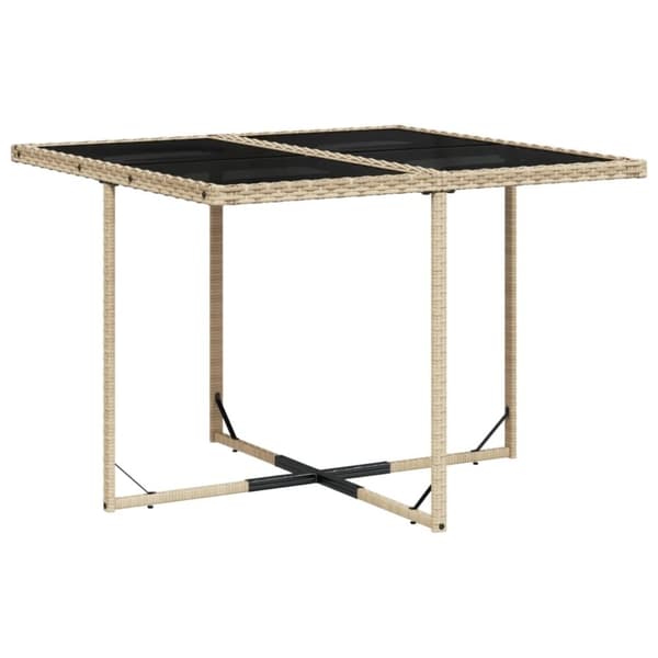 vidaXL Matgrupp för trädgården med dynor 9 delar mixbeige konstrotting