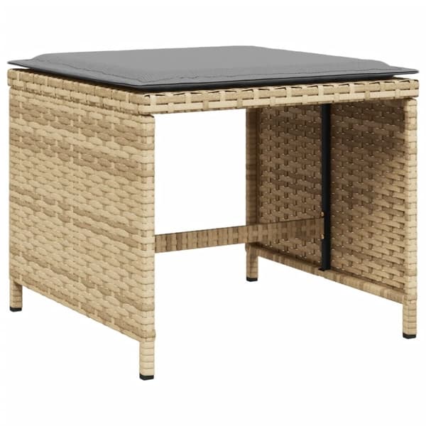 vidaXL Matgrupp för trädgården med dynor 9 delar mixbeige konstrotting