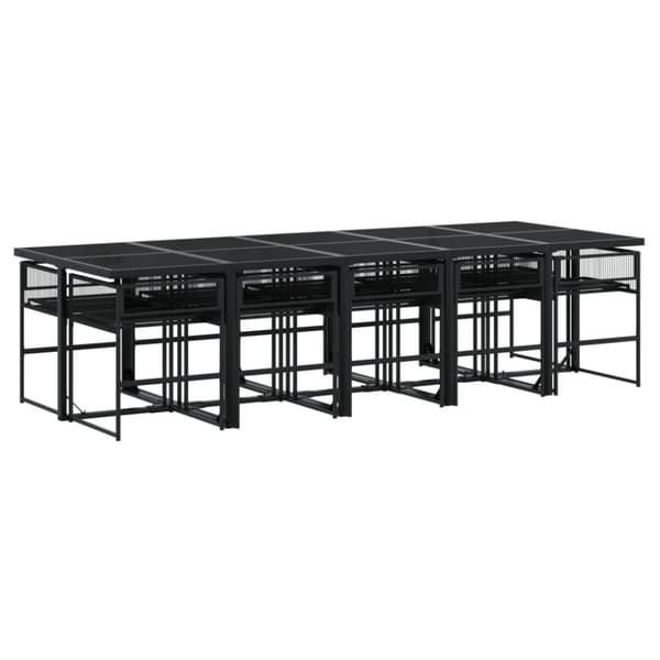 vidaXL Hagespisegruppe 11 deler svart polyrotting