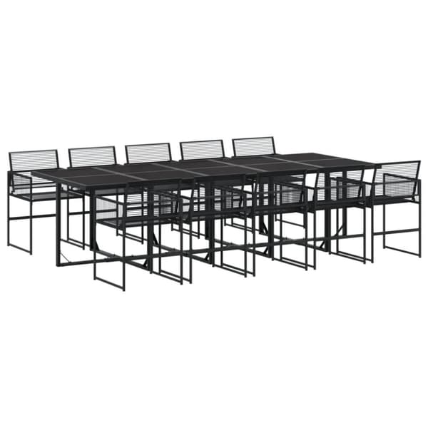 vidaXL Hagespisegruppe 11 deler svart polyrotting
