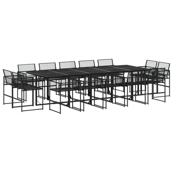 vidaXL Hagespisegruppe 15 deler polyrotting svart