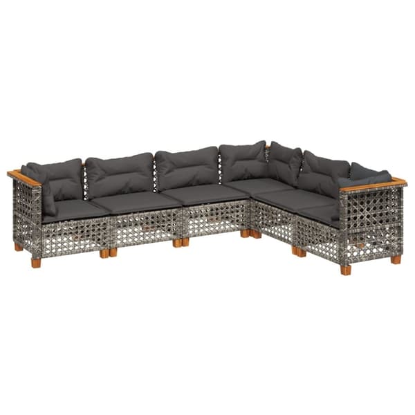 vidaXL sofasæt til haven 6 dele med hynder polyrattan grå