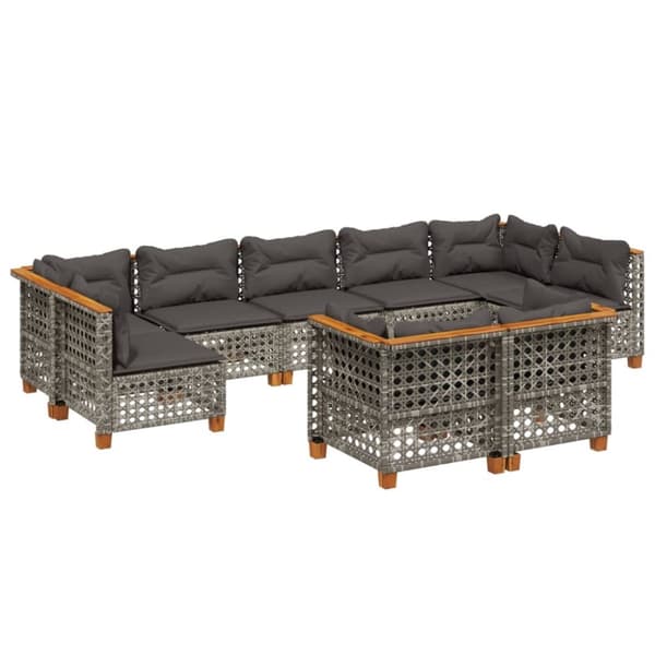vidaXL sofasæt til haven 9 dele med hynder polyrattan grå