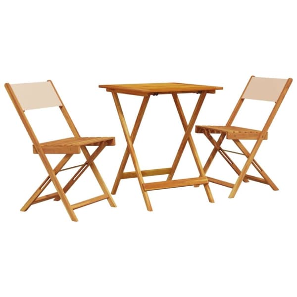 vidaXL Bistrosett 3 deler beige stoff og heltre