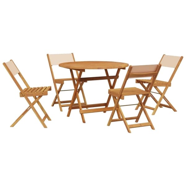 vidaXL Hagespisegruppe 5 deler beige stoff og heltre