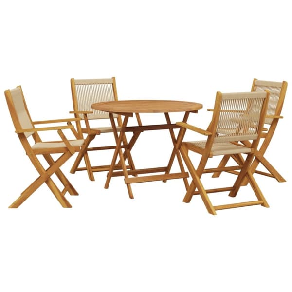 vidaXL Hagespisegruppe 5 deler beige polypropylen og heltre