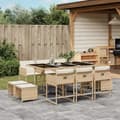 Miniatyrbillede 1 af 11: vidaXL spisebordssæt til haven 11 dele med hynder polyrattan beige