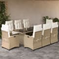 Miniatyrbillede 1 af 11: vidaXL spisebordssæt til haven 9 dele med hynder polyrattan beige