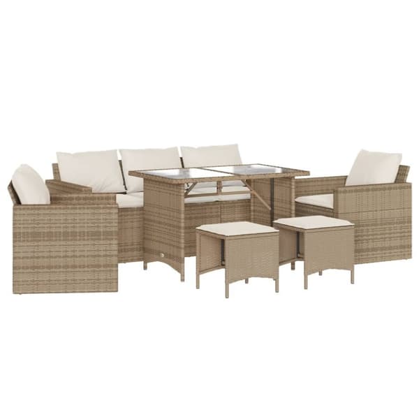 vidaXL sofasæt til haven 6 dele med hynder polyrattan beige