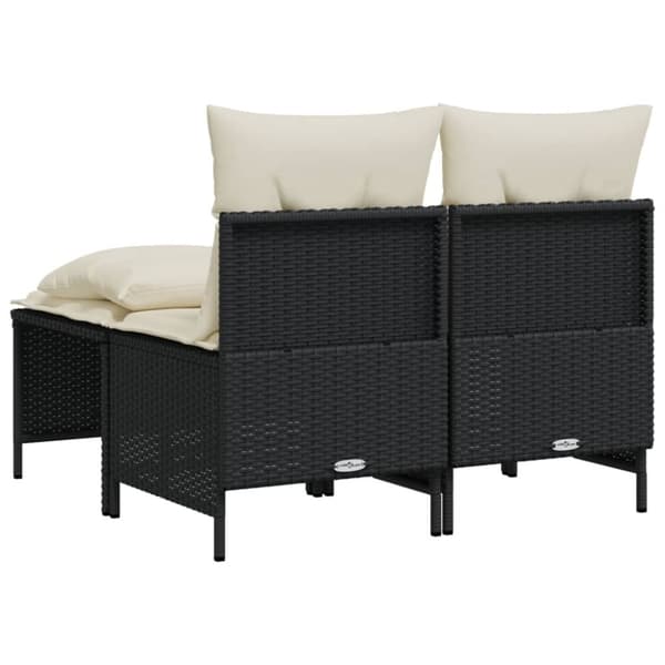 vidaXL sofasæt til haven 4 dele med hynder polyrattan sort