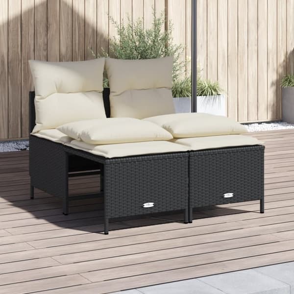 vidaXL sofasæt til haven 4 dele med hynder polyrattan sort