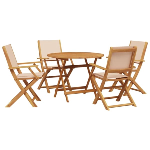 vidaXL Hagespisegruppe 5 deler beige stoff og heltre