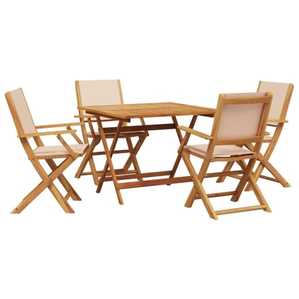 vidaXL Hagespisegruppe 5 deler beige stoff og heltre