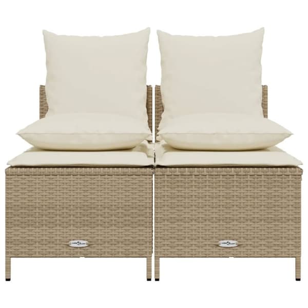vidaXL Soffgrupp för trädgård med dynor 4 delar beige konstrotting