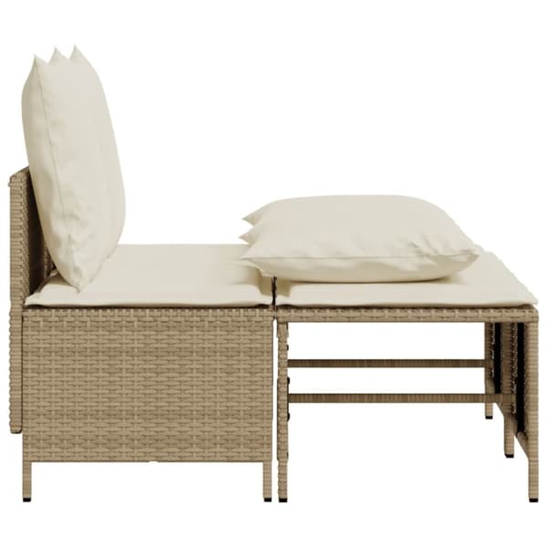 vidaXL Soffgrupp för trädgård med dynor 4 delar beige konstrotting