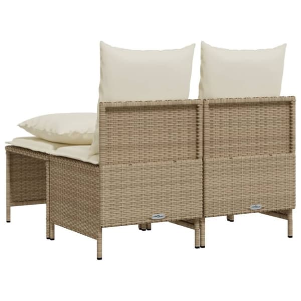 vidaXL Soffgrupp för trädgård med dynor 4 delar beige konstrotting