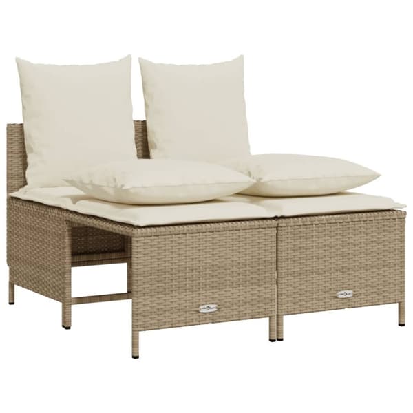 vidaXL Soffgrupp för trädgård med dynor 4 delar beige konstrotting