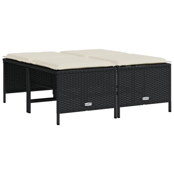 vidaXL sofasæt til haven 5 dele med hynder polyrattan sort