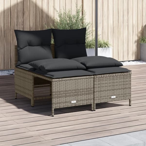 vidaXL sofasæt til haven 4 dele med hynder polyrattan grå