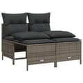 Miniatyrbillede 1 af 8: vidaXL sofasæt til haven 4 dele med hynder polyrattan grå