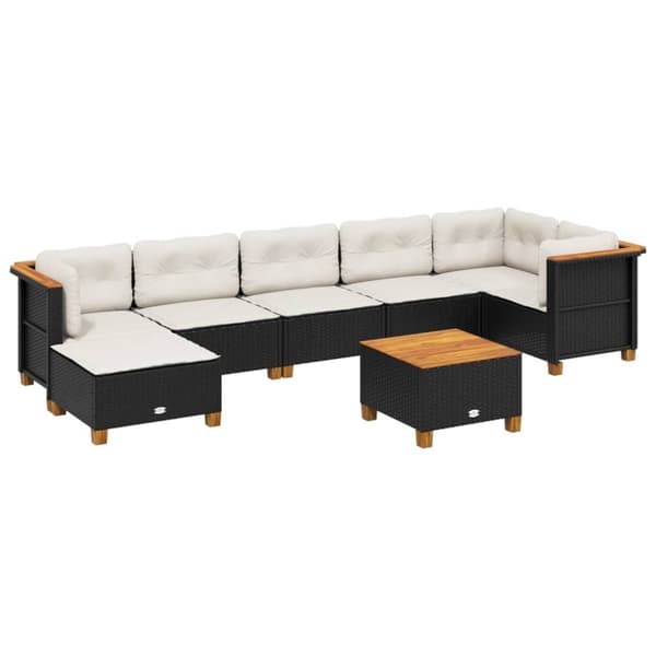 vidaXL sofasæt til haven 8 dele med hynder polyrattan sort