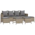 Miniatyrbillede 2 af 10: vidaXL sofasæt til haven 5 dele med hynder polyrattan beige