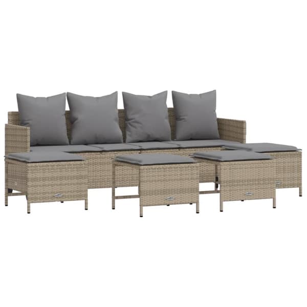vidaXL sofasæt til haven 5 dele med hynder polyrattan beige