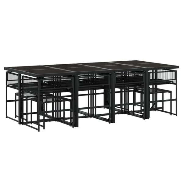 vidaXL Hagespisegruppe 13 deler svart polyrotting